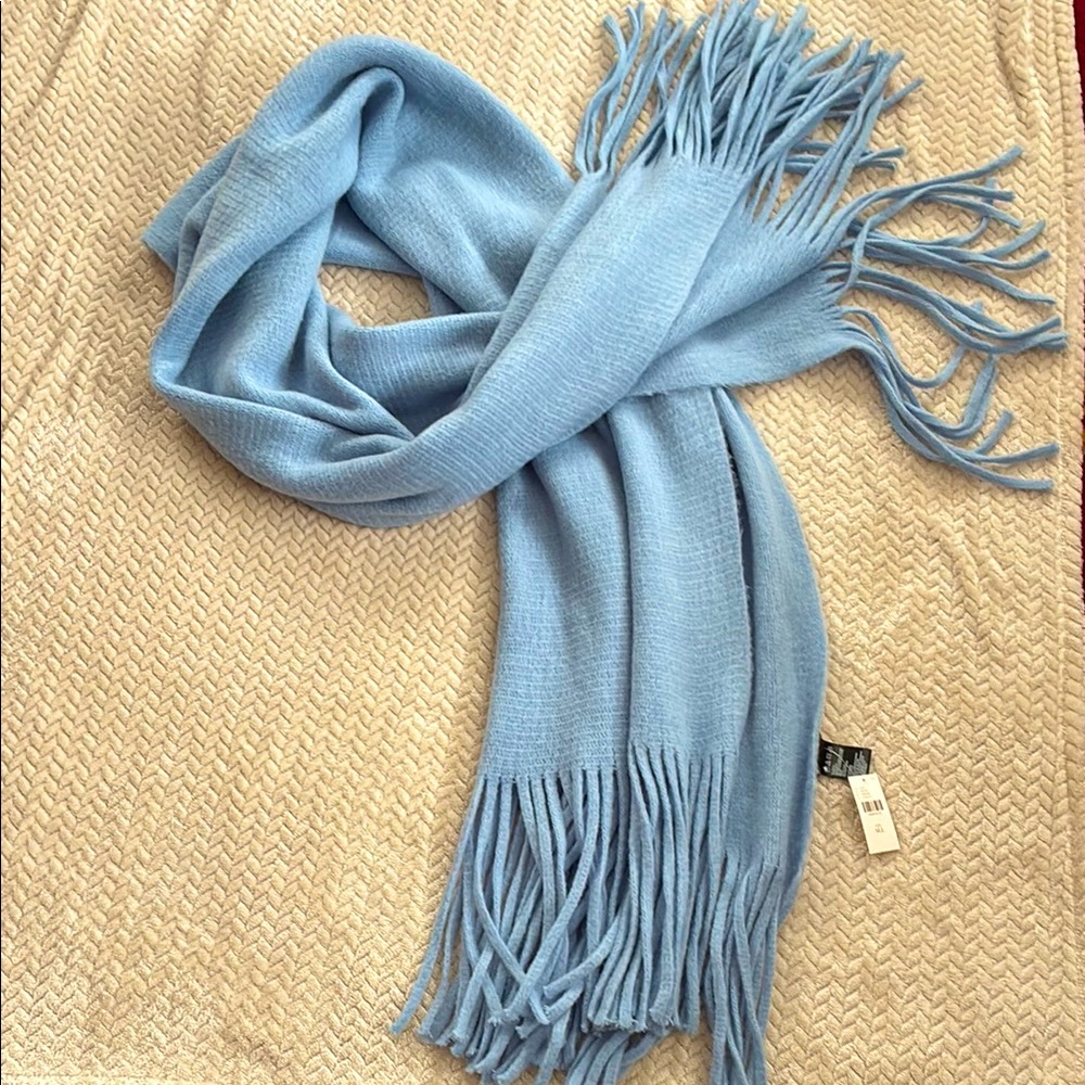 NWT Anthropologie Sky Blue Fringe Scarf